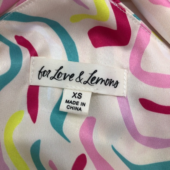 For Love And Lemons Palmer Satin Mini Dress Multi Cutout Cute Colorful - Picture 10 of 12